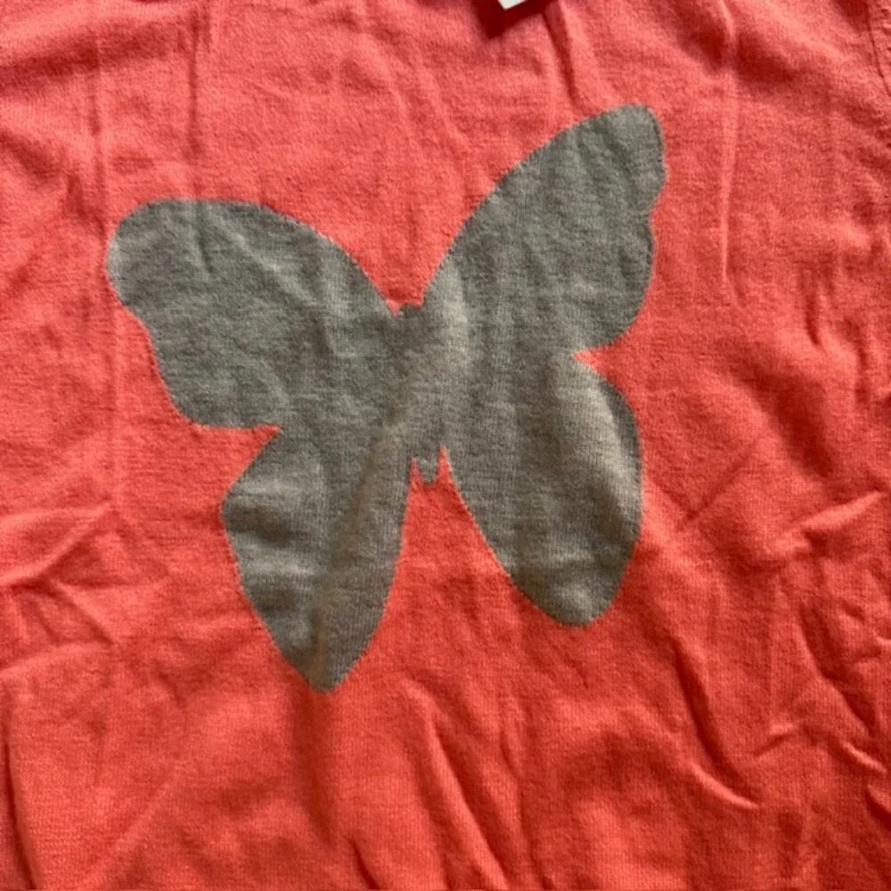 Gap Womens Orange Neon Butterfly Crewneck Sweater M New - Picture 2 of 6